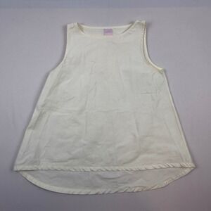 Ann Mashburn Womens XS Sleeveless Flared High-Low Top Cream Cotton Nylon Blend
